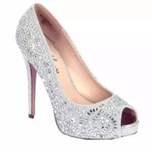 Lauren Lorraine Dazzling Rhinestone Peep-Toed Heel